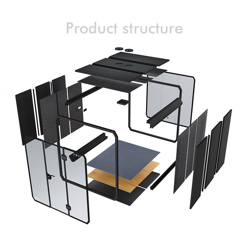 Movable Portable Studio Home Steel Acoustic Office Phone Booth Indoor Work Meeting Modular Desks Chair Soundproof Office Pods