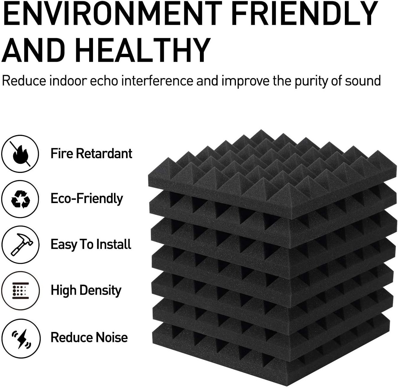 12 Pack 50Cm X 50Cm Soundproofing Sound Absorbing Proof Wall Tv Studio Sound  Pyramid Foam Acoustic Panels