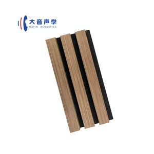 Dayin New Factory office decorative E1 HDF Timber Slat Wooden PET Cladding Decoration Wainscoting sound control wall Panels 