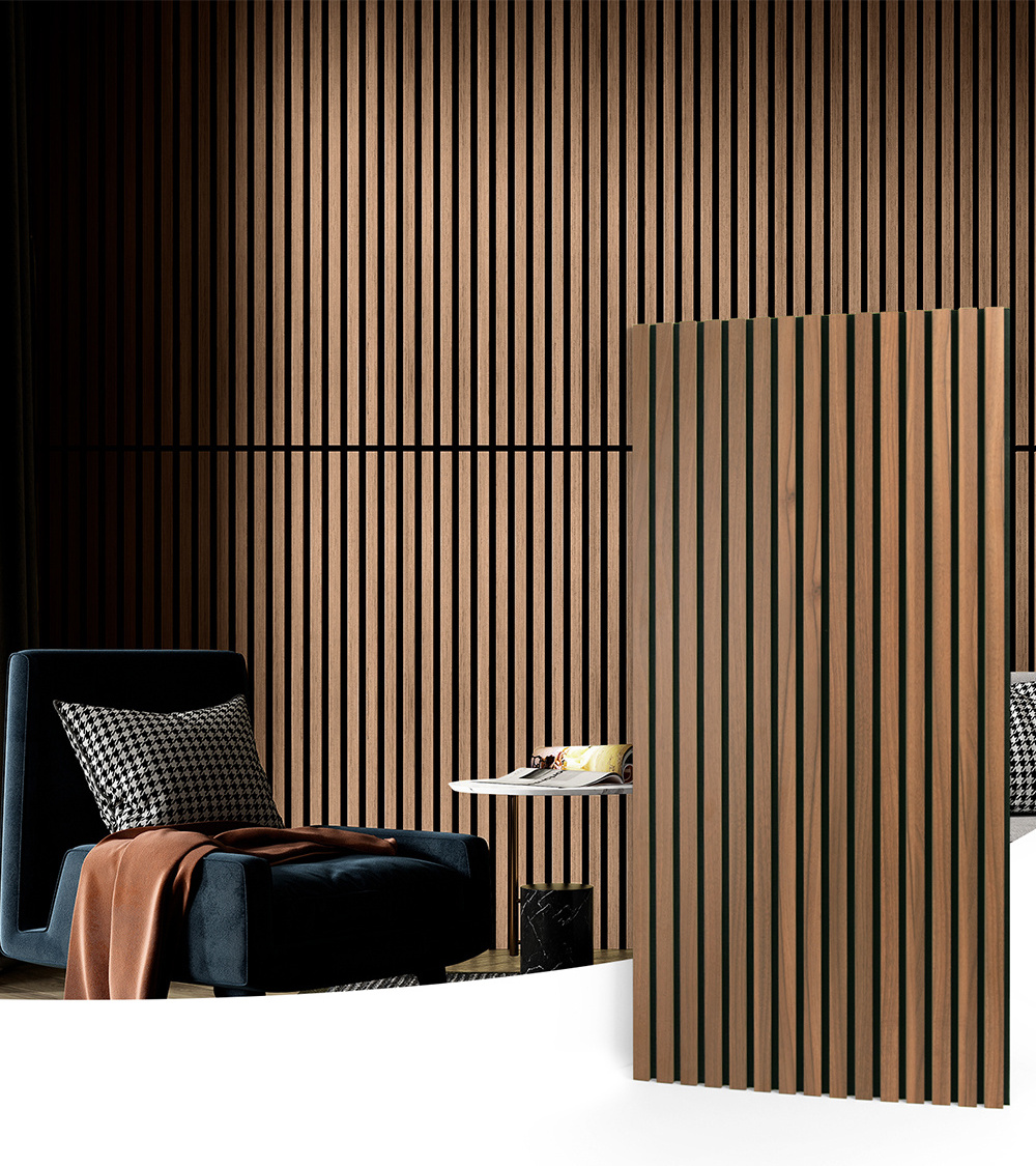 Foshan Custom Class A Decorative Timber Sound Proof Absorption Material Pet Natural Walnut Oak Acoustic Slat Wood Wall Panels