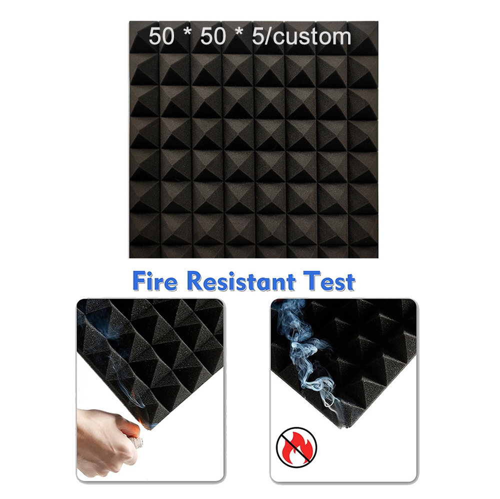 Wholesale Red Black White Fireproof Studio Soundproofing Wall Mounting 50 * 50 * 5 Sound Proof Pyramidal Acoustic Foam Panels