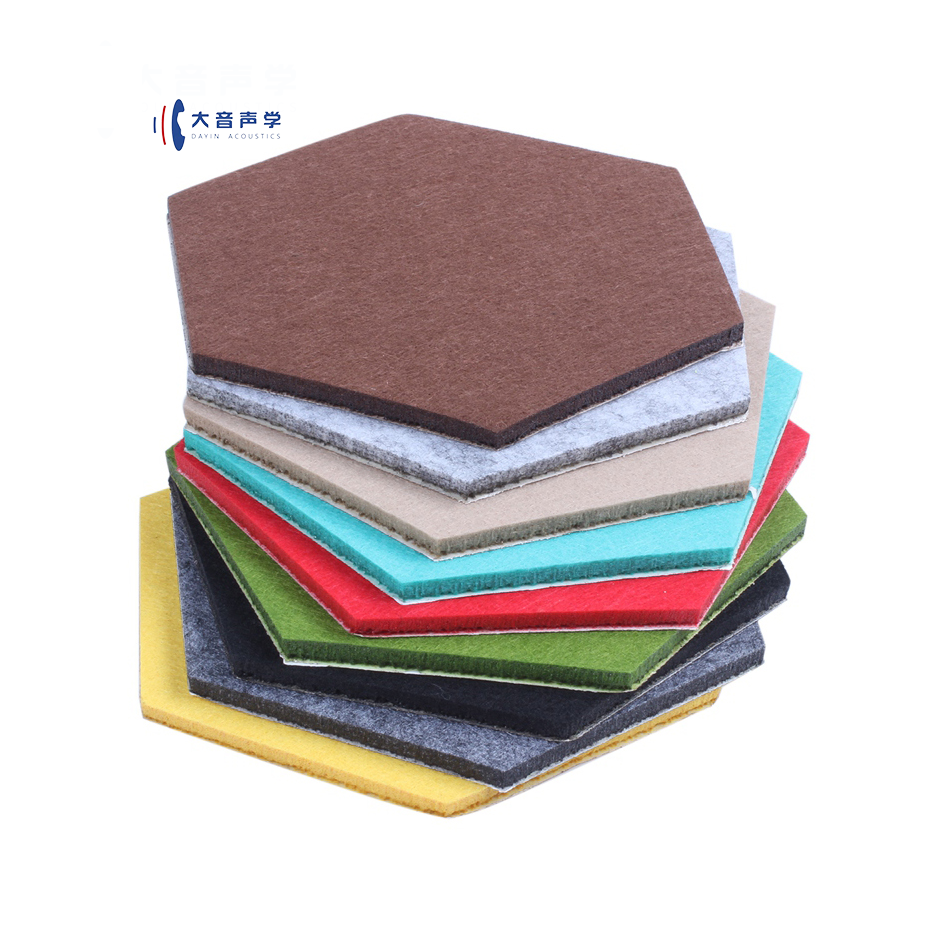 ceiling wall decorative felt sound pet fiber soundproofing hexagon polyester acoustic panels for office wall panel