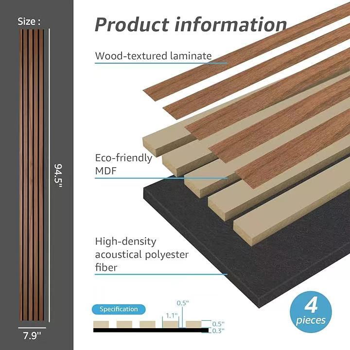 DAYIN Light Oak Wooden Slats Acoustic Panels CE Certificate FSC Certificate Pet MDF Veneer