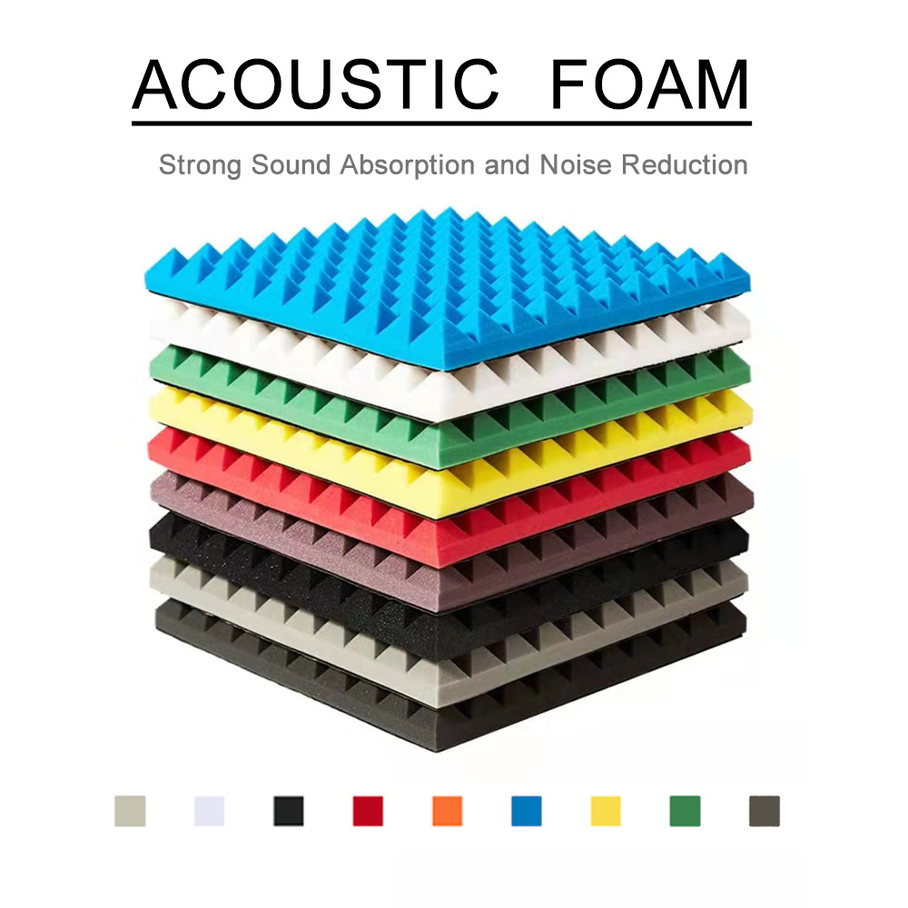 Wholesale Red Black White Fireproof Studio Soundproofing Wall Mounting 50 * 50 * 5 Sound Proof Pyramidal Acoustic Foam Panels