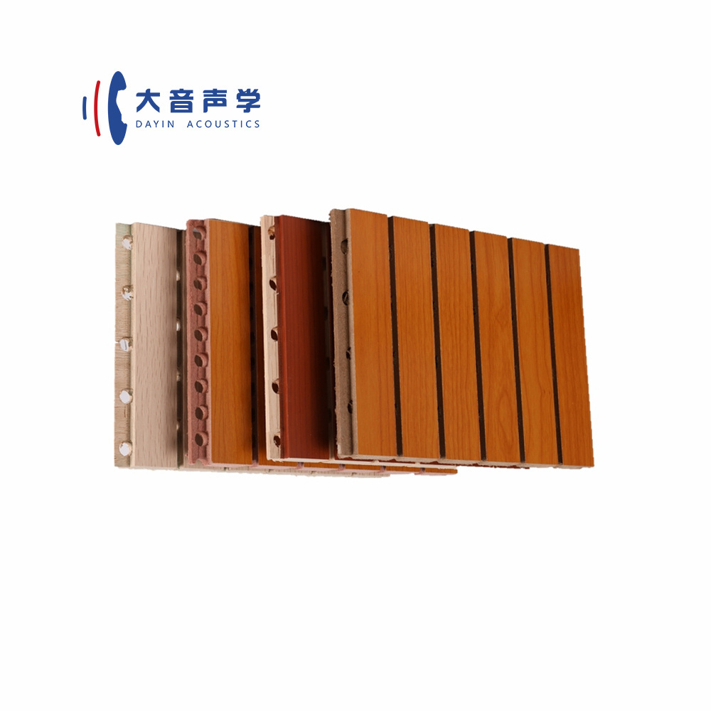 Dayin Factory Decorative Sound Absorption 2440*197mm Grooved Wood Acoustic Panel For Museums Performing Arts Centers Auditorium