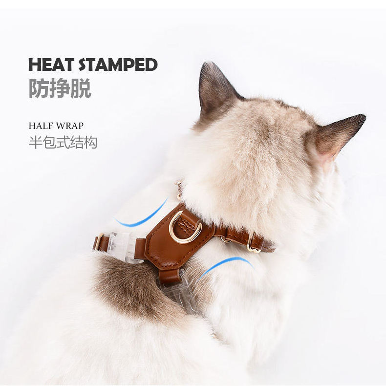 Wholesale Stocked Designer Personal Western Style Luxury Printed Patterns Plain Soft Leather Airtag Dog Cat Harness Waterproof