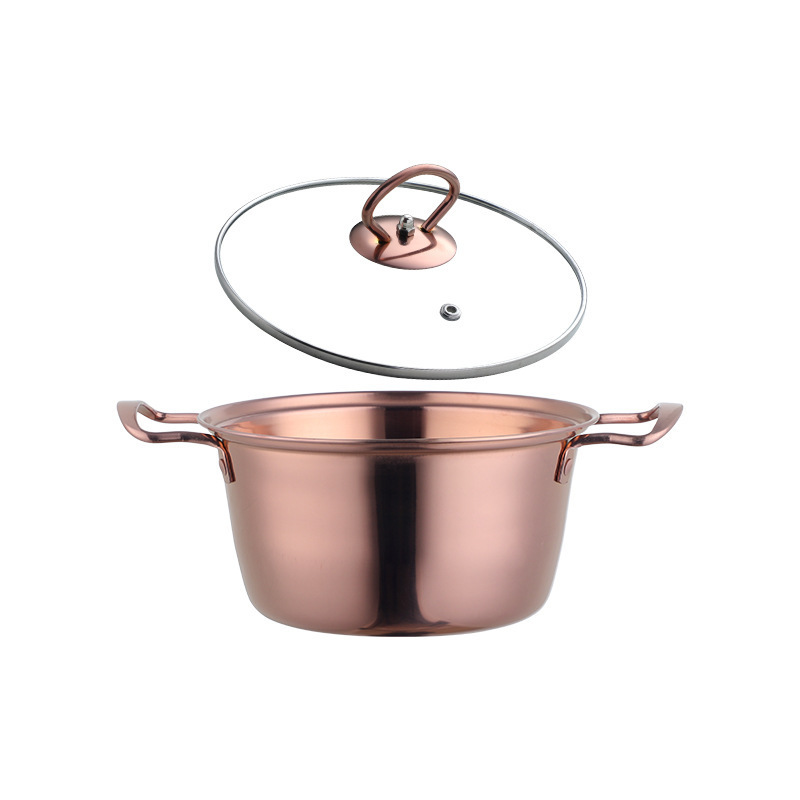 Korean Style Magic color Soup Pot Stainless Steel Cooking pots With Lid Metal Hot Pot Kitchen Cookware