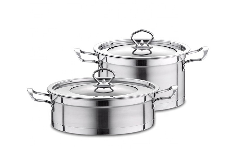 Factory Home Cooking Soup & Stock Pots Metal Kitchen Capsuled Bottom Casserole Pot 201 Stainless Steel Stockpot with Glass Lid