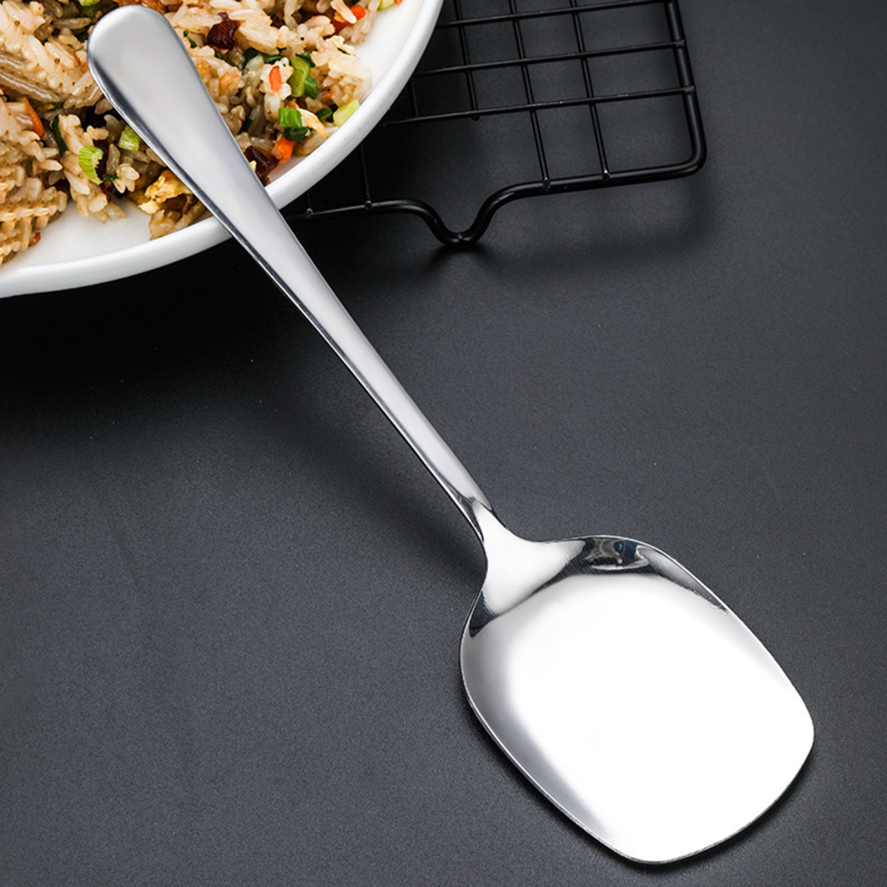 New Big Spoon Large Round/Square Handle Stainless Steel Serving Spoon Long Handle Soup Spoon Kitchen Flatware Dropshipping