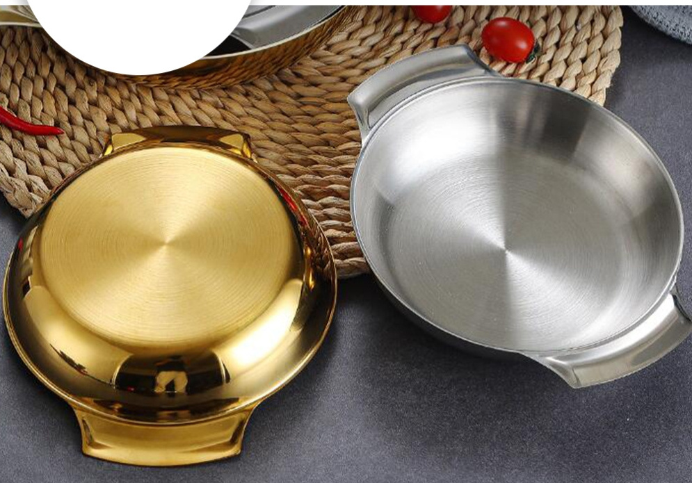 Stainless Steel Korean Style Multi-function Paella Pan sliver Kitchen Cooking Pan