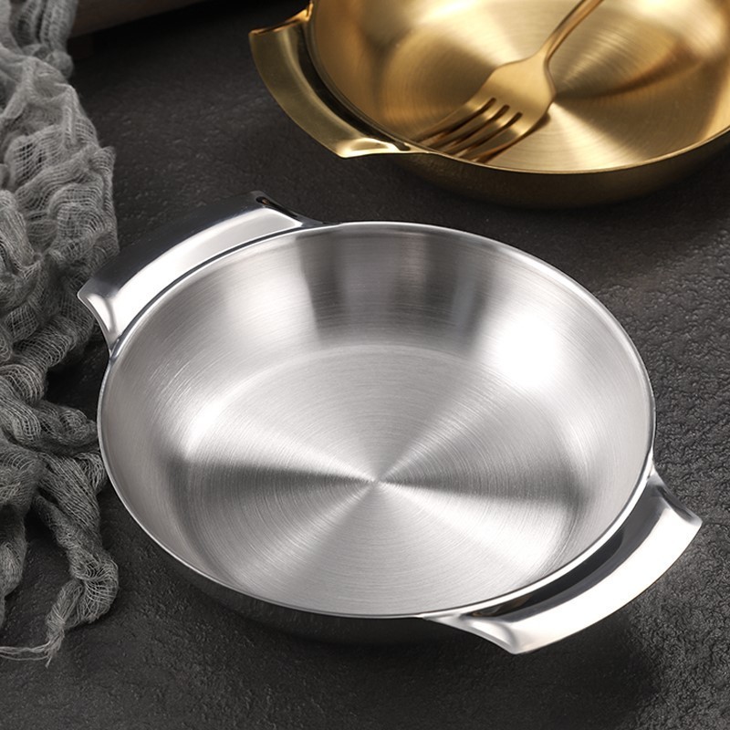 Stainless Steel Korean Style Multi-function Paella Pan sliver Kitchen Cooking Pan