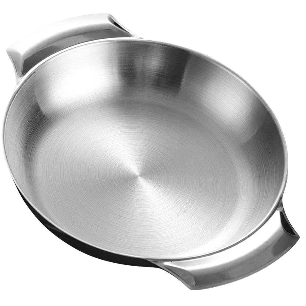 Stainless Steel Korean Style Multi-function Paella Pan sliver Kitchen Cooking Pan