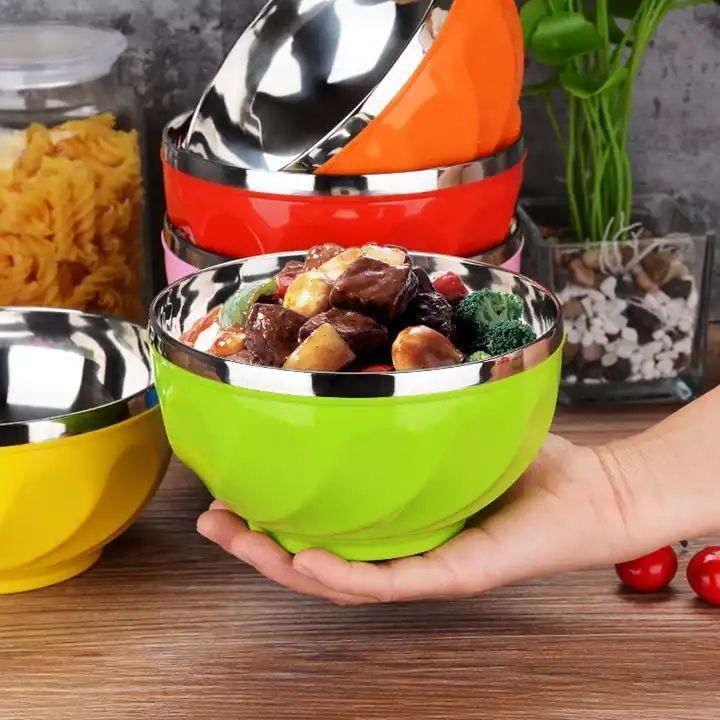 New Design 6pcs Set Cheap 13cm 15cm 17cm Color Print Stainless Steel Salad Mixing Bowl with Lid