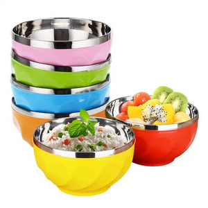 New Design 6pcs Set Cheap 13cm 15cm 17cm Color Print Stainless Steel Salad Mixing Bowl with Lid