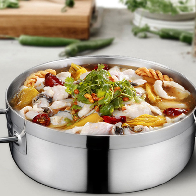 Stainless Steel Hot Pot 1 PCS With Lid Household Thick Soup Pot For Induction Cooker