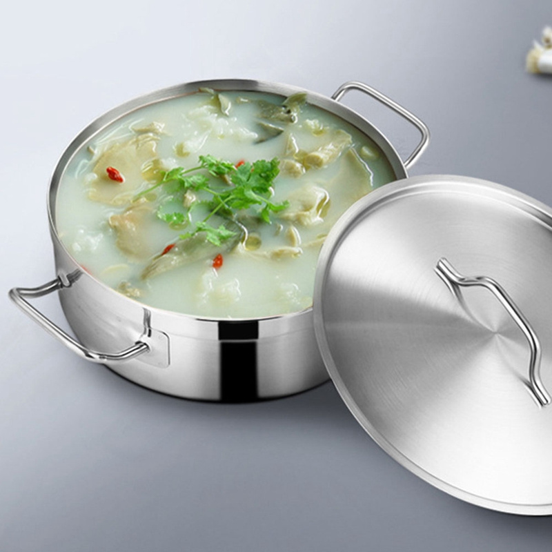 Stainless Steel Hot Pot 1 PCS With Lid Household Thick Soup Pot For Induction Cooker