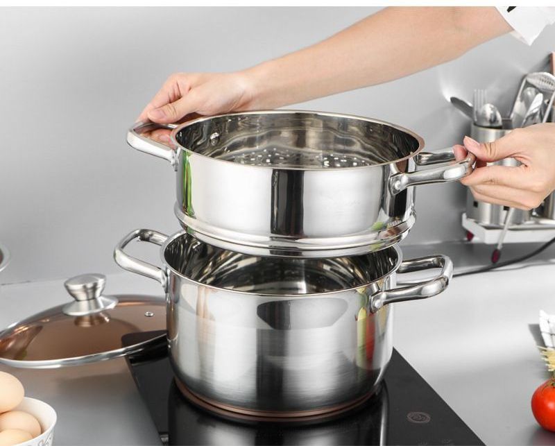 26cm Stainless steel double boiler household stockpot induction cooker Steam Pot cooker kitchenware