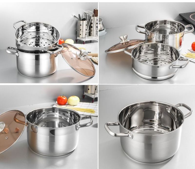 26cm Stainless steel double boiler household stockpot induction cooker Steam Pot cooker kitchenware