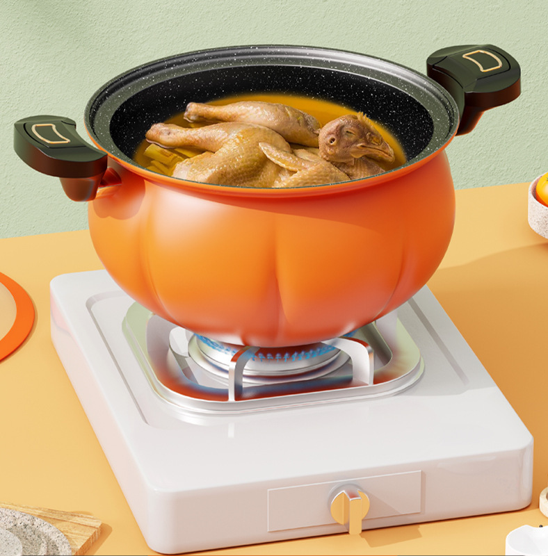 Pumpkin non-stick soup pot large capacity household stew pressure cooker induction universal pot