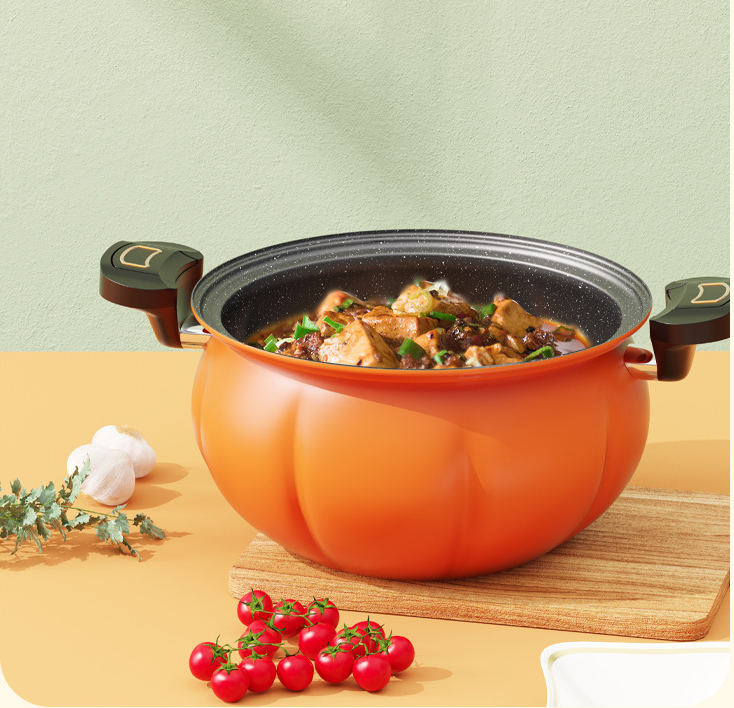 Pumpkin non-stick soup pot large capacity household stew pressure cooker induction universal pot