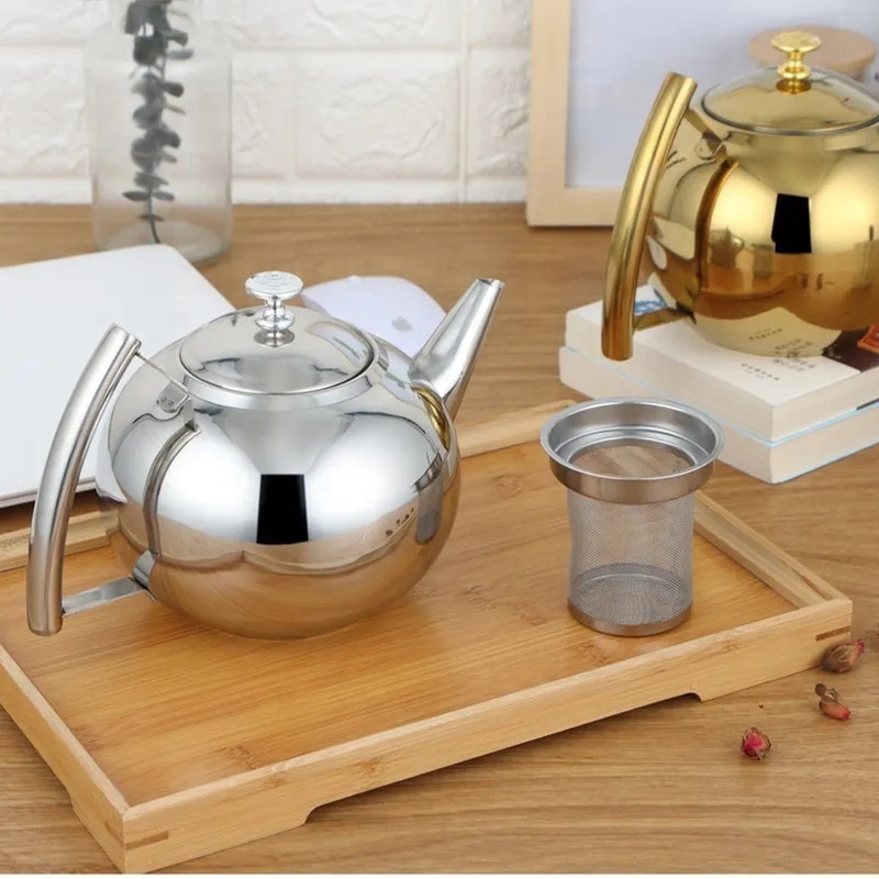 Fashion Thicker Stainless Steel Water Kettle Tea Pot With Filter Hotel Coffee Pot Restaurant Induction Cooker Tea Kettle