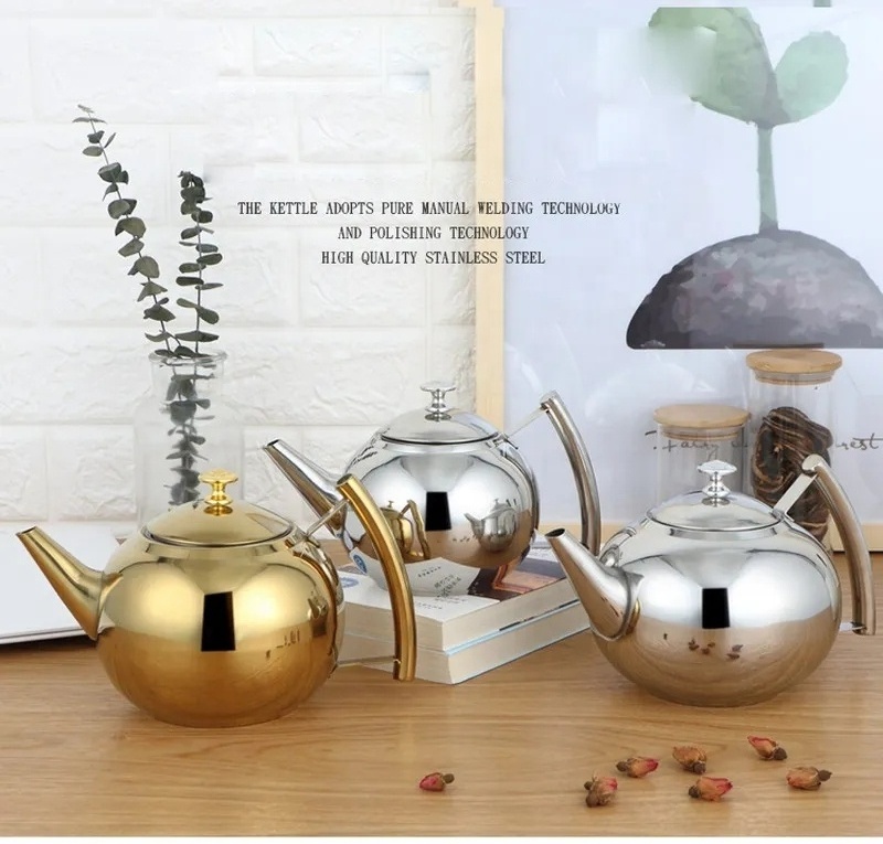 Fashion Thicker Stainless Steel Water Kettle Tea Pot With Filter Hotel Coffee Pot Restaurant Induction Cooker Tea Kettle