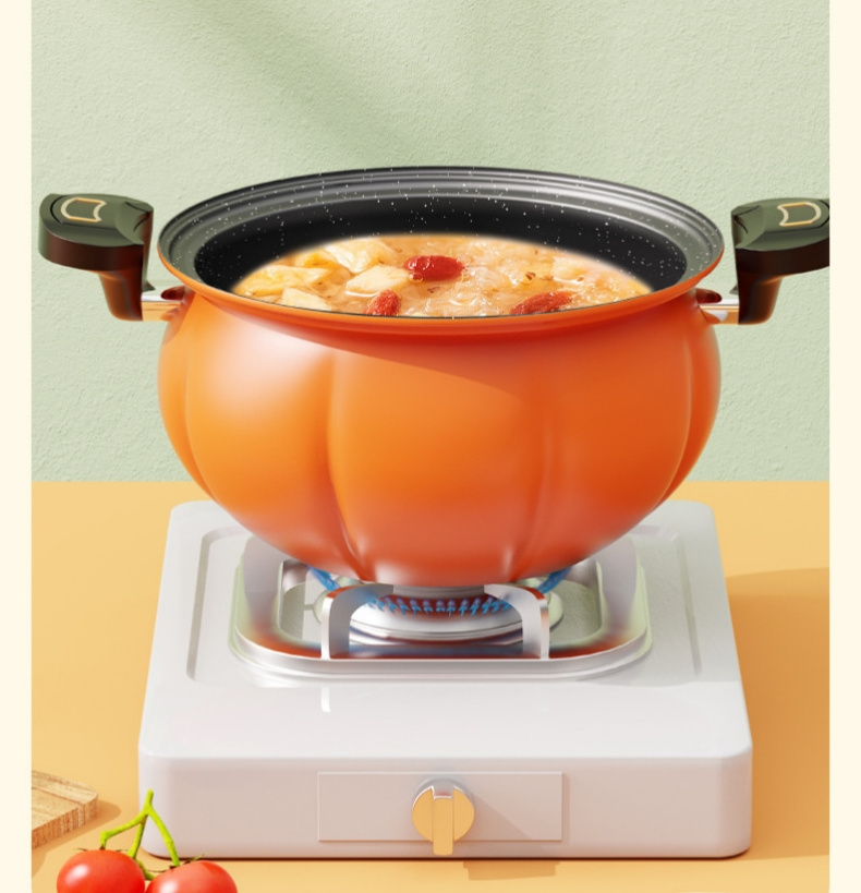 Pumpkin non-stick soup pot large capacity household stew pressure cooker induction universal pot