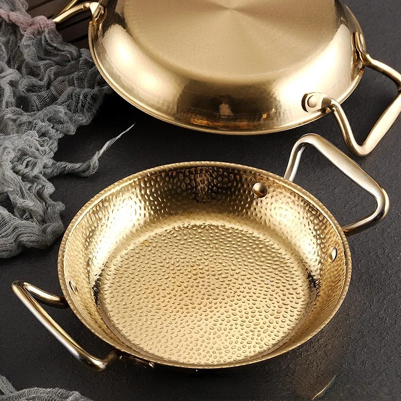 Stainless Steel Spanish Seafood Paella Pot Thickened Korean Fried Chicken Plate Golden Army Hot Pot Flat Bottom Dry Pot