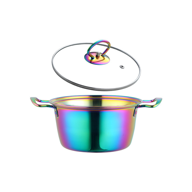 Korean Style Magic color Soup Pot Stainless Steel Cooking pots With Lid Metal Hot Pot Kitchen Cookware