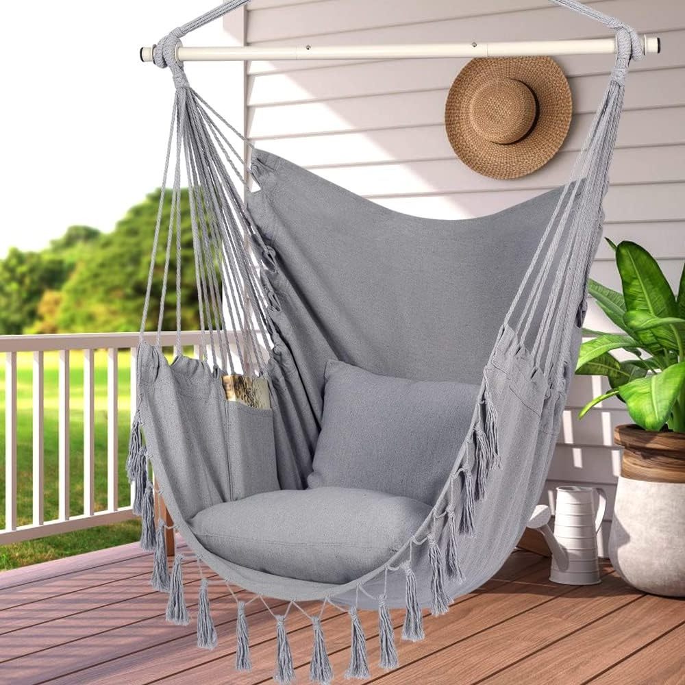 Max 500 Pounds Light Grey Hanging Swing Chair With Hardware Kits