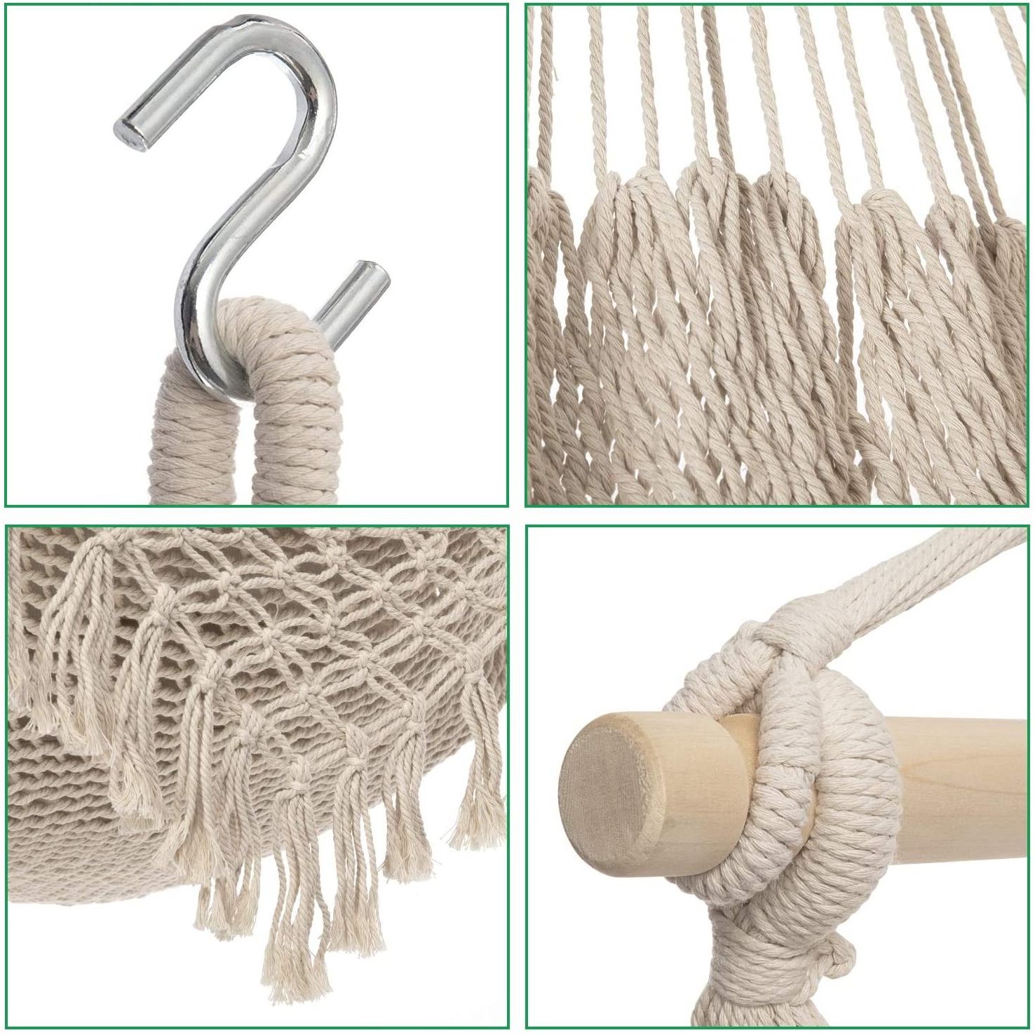 Soft Lightweight Macrame Swing Hanging Cotton Rope Hammock Chair