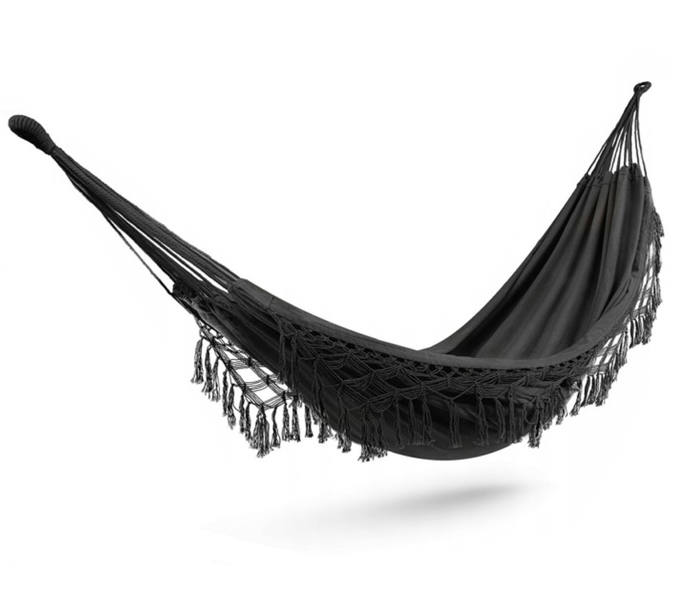 Outdoor Indoor High Duty Canvas Boho Fringe Hammock Swing Macrame Hammock