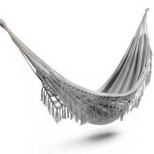 Outdoor Indoor High Duty Canvas Boho Fringe Hammock Swing Macrame Hammock