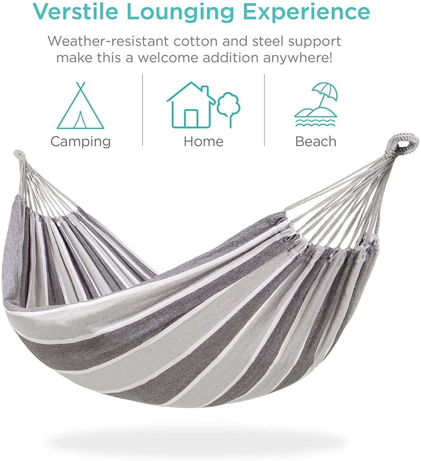 2 Persons Indoor Outdoor Brazilian Style Cotton Double Hammock Bed