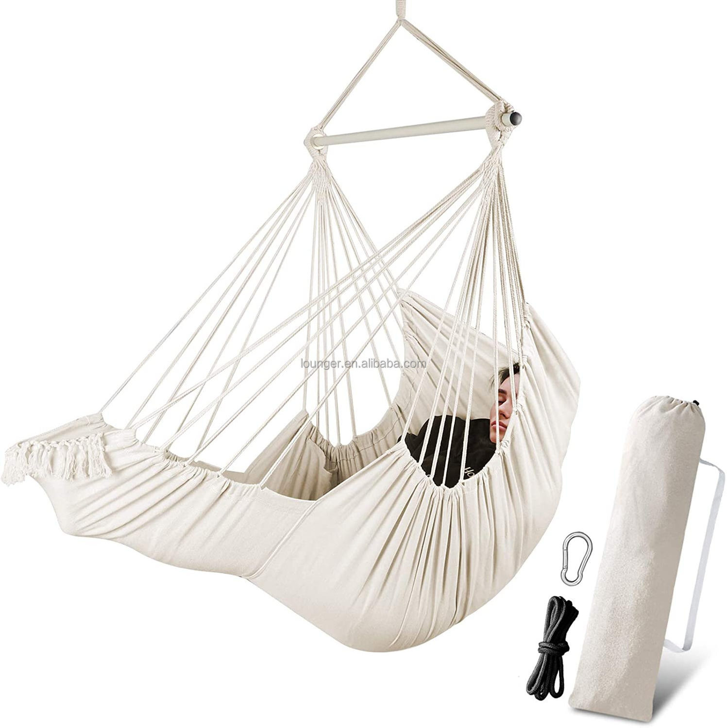 Chihee Hammock Chair Hanging   Durable Spreader Bar Soft Cotton Weave Hanging Chair Side Pocket