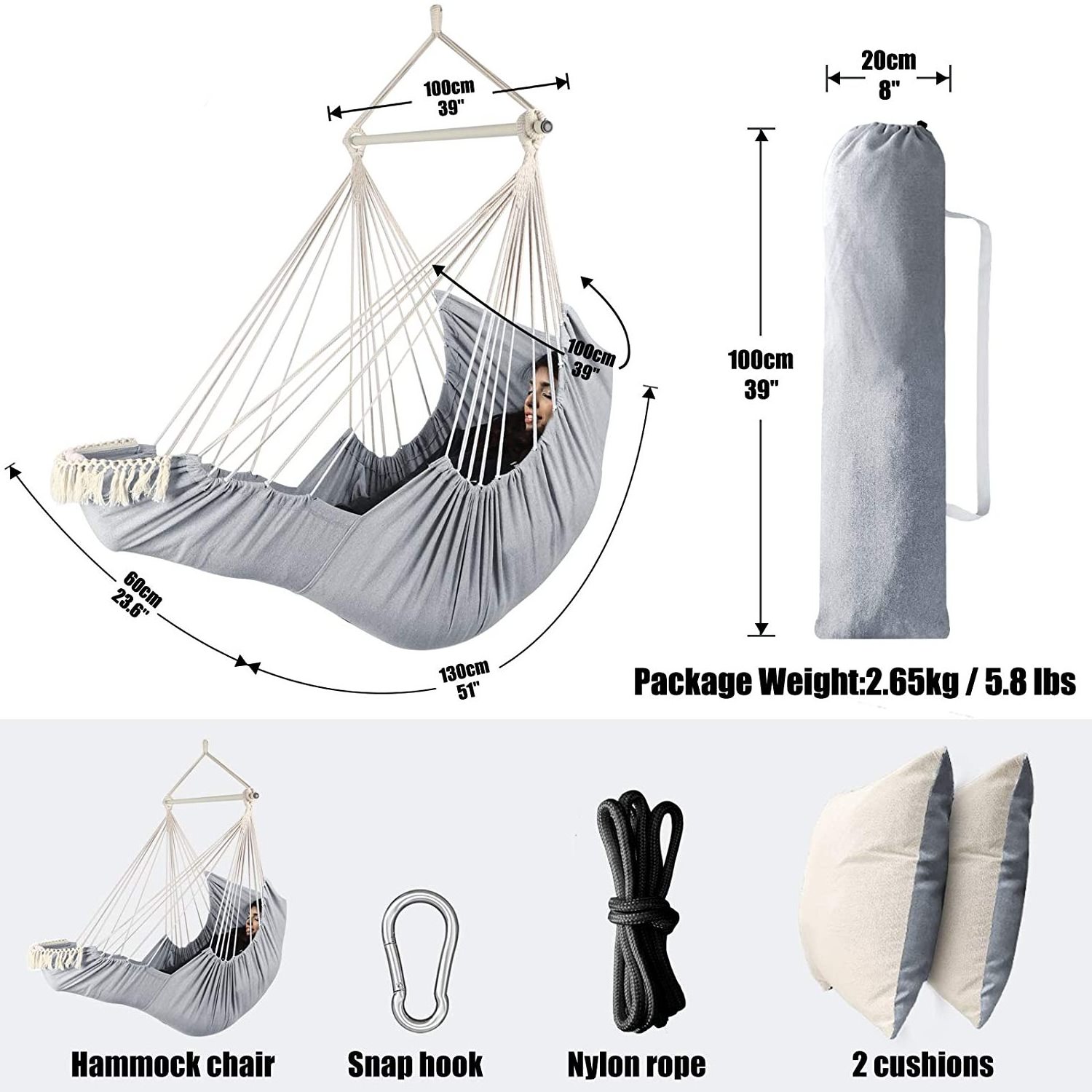 XXL Hanging Durable Spreader Bar Soft Cotton Wholesale Hammock With Footrest