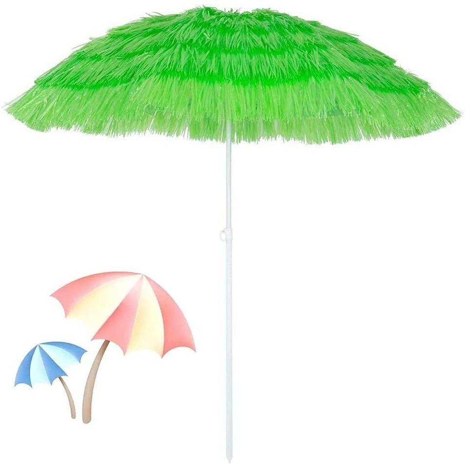 Hawaii Plastic PP Straw Outdoor 2.0m Beach Umbrella With Tassel