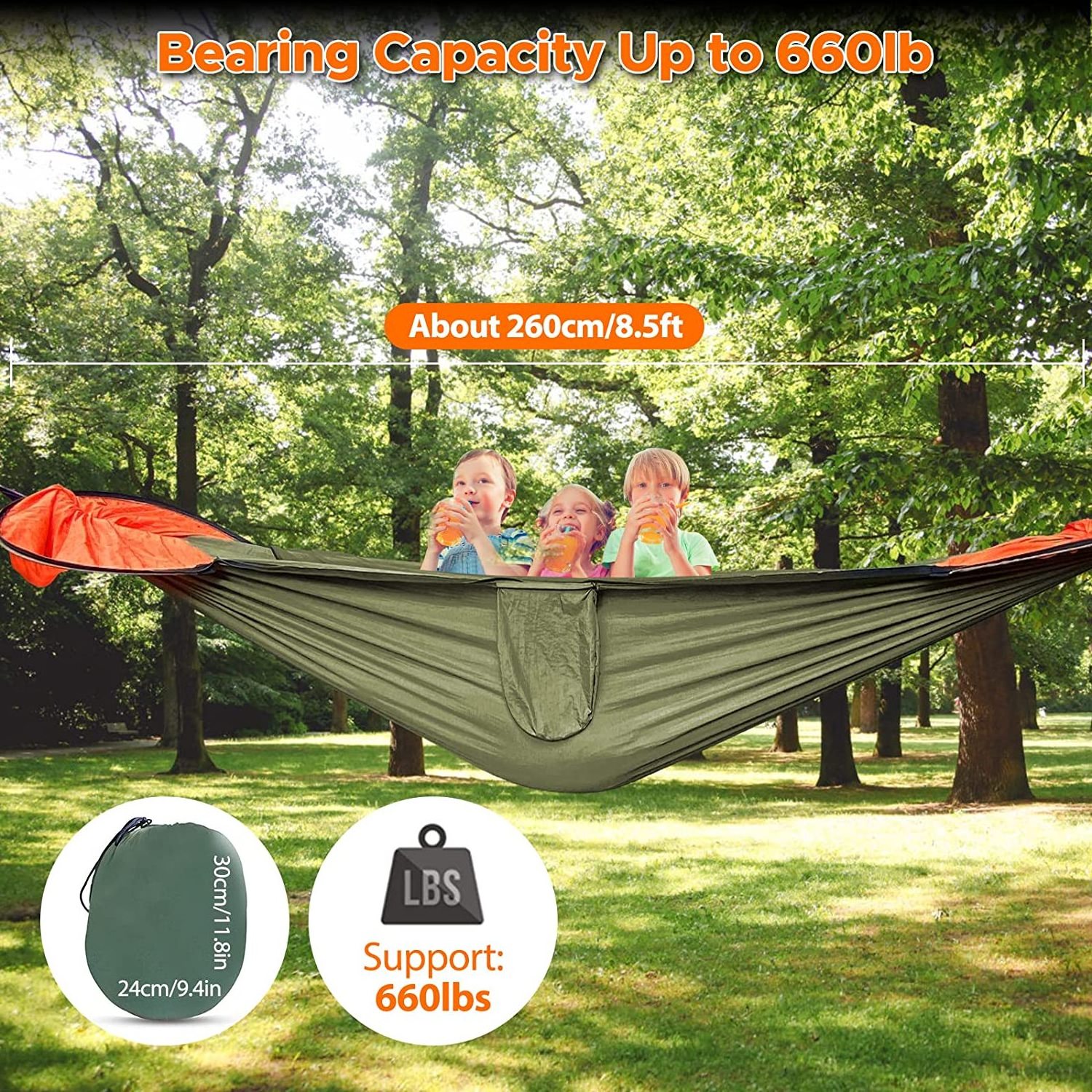 Outdoor Nylon Ripstop Camping Hammock With Mosquito Net