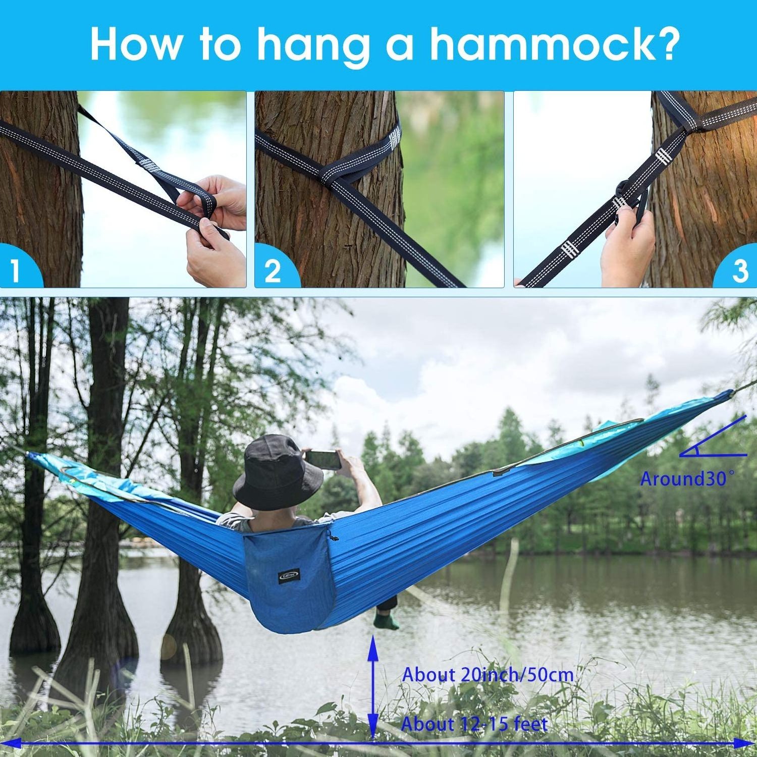 Outdoor Camping Nylon Hammock With Bug Net