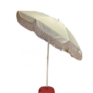 Outdoor Patio  Boho Parasol Macrame Beach Umbrella With Fringe