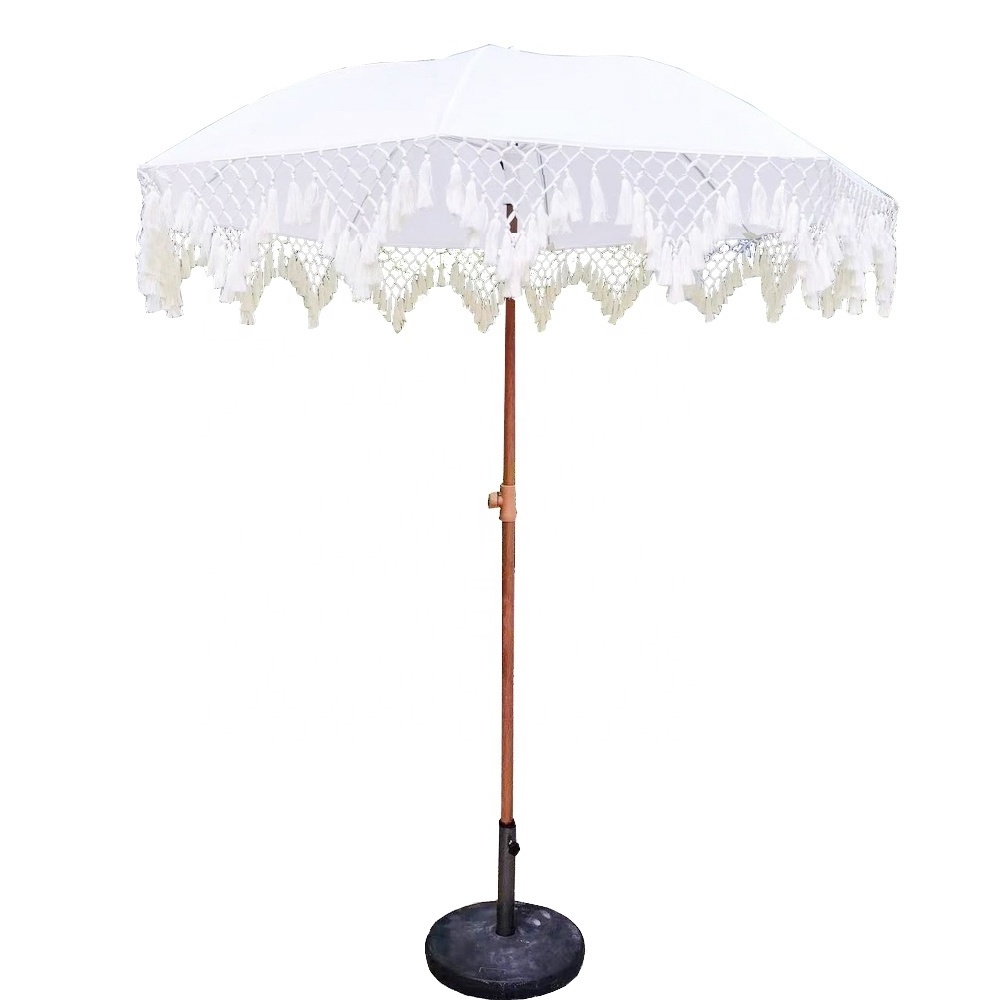 Patio Lawn Backyard  Beach Bohemian Macrame Fringe Umbrella