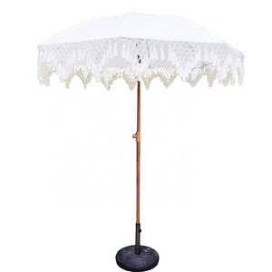 Patio Lawn Backyard  Beach Bohemian Macrame Fringe Umbrella