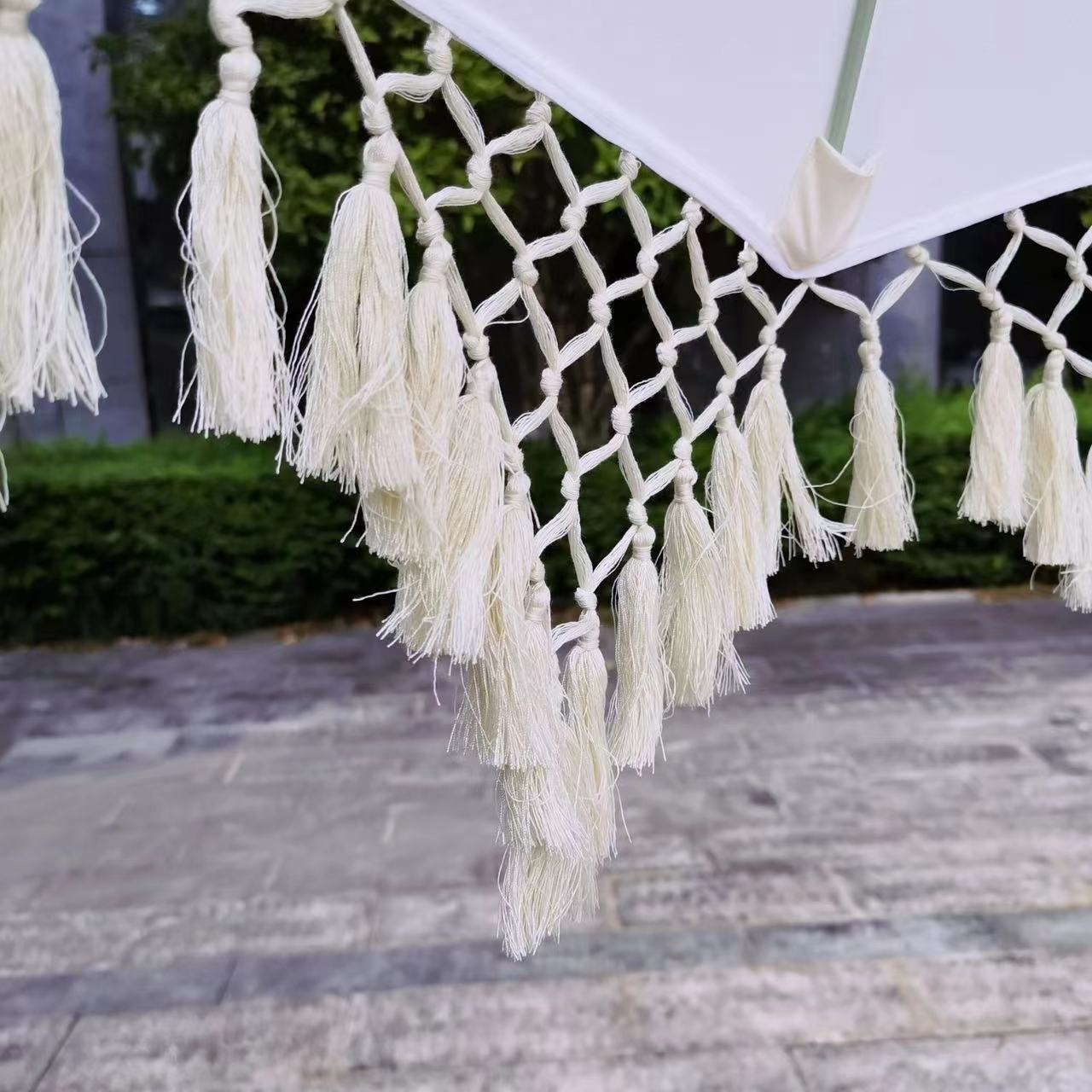 Patio Lawn Backyard  Beach Bohemian Macrame Fringe Umbrella