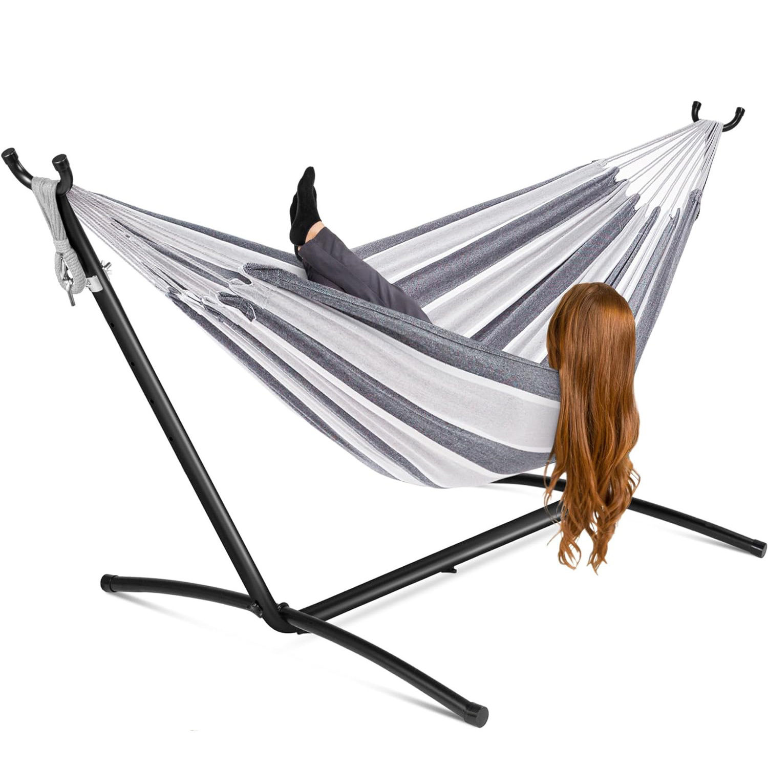 Heavy Duty Indoor Outdoor Universal 9 FT Hammock Stand Only Space Saving Steel Stand with Carrying Case