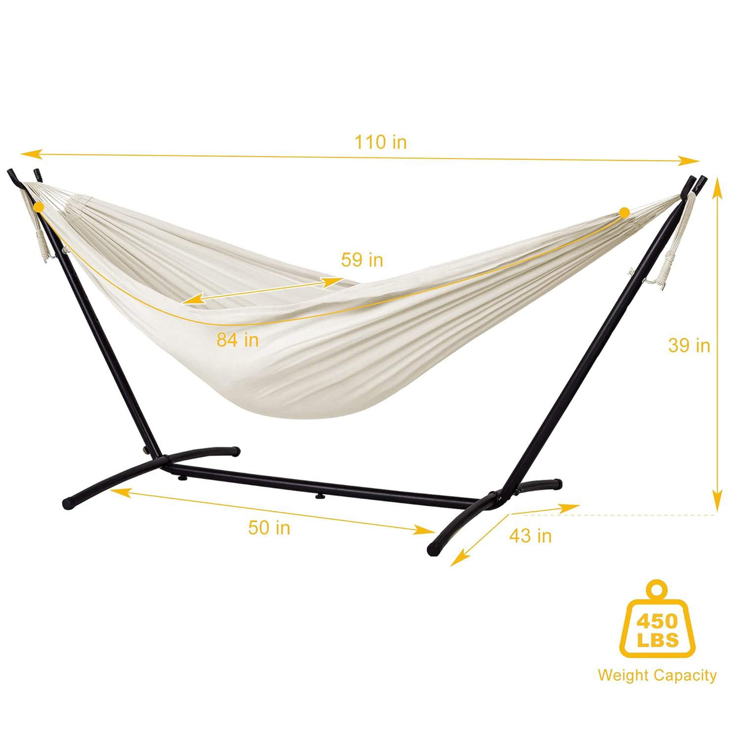 9FT Space Saving Steel Frame 2 Person Outdoor Indoor Patio Garden Hammock with Carrying Case