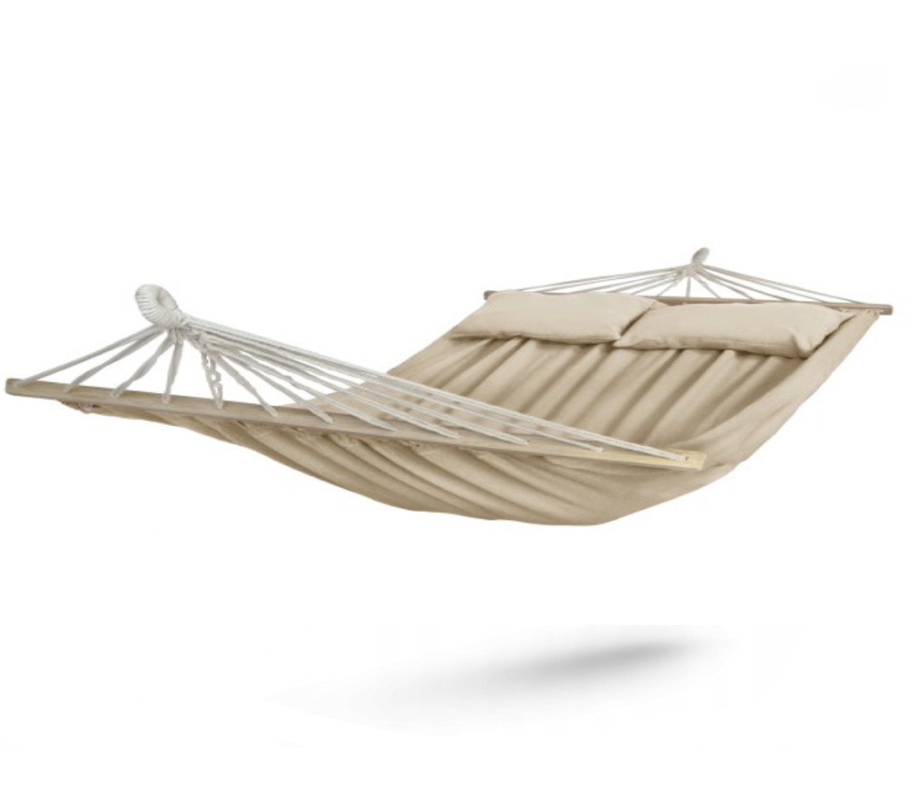 Portable Wooden Spreader Crossbar Hanging Hammock Bed With Big Pillows