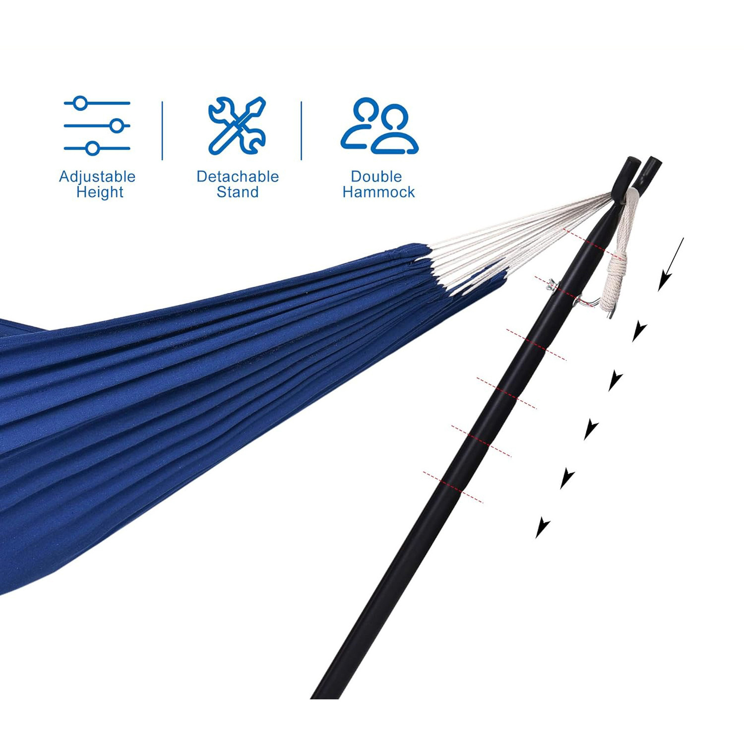 Garden Backyard Cotton Canvas Space-Saving Hammock With Iron Steel Stand