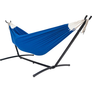 Garden Backyard Cotton Canvas Space-Saving Hammock With Iron Steel Stand