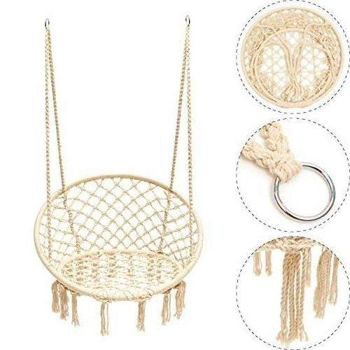 Outdoor Garden Handmade Cotton Poly Net Rope Patio Round Swing