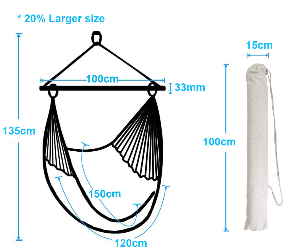 100% Cotton Fabric Hanging Hammock Lounge Chair